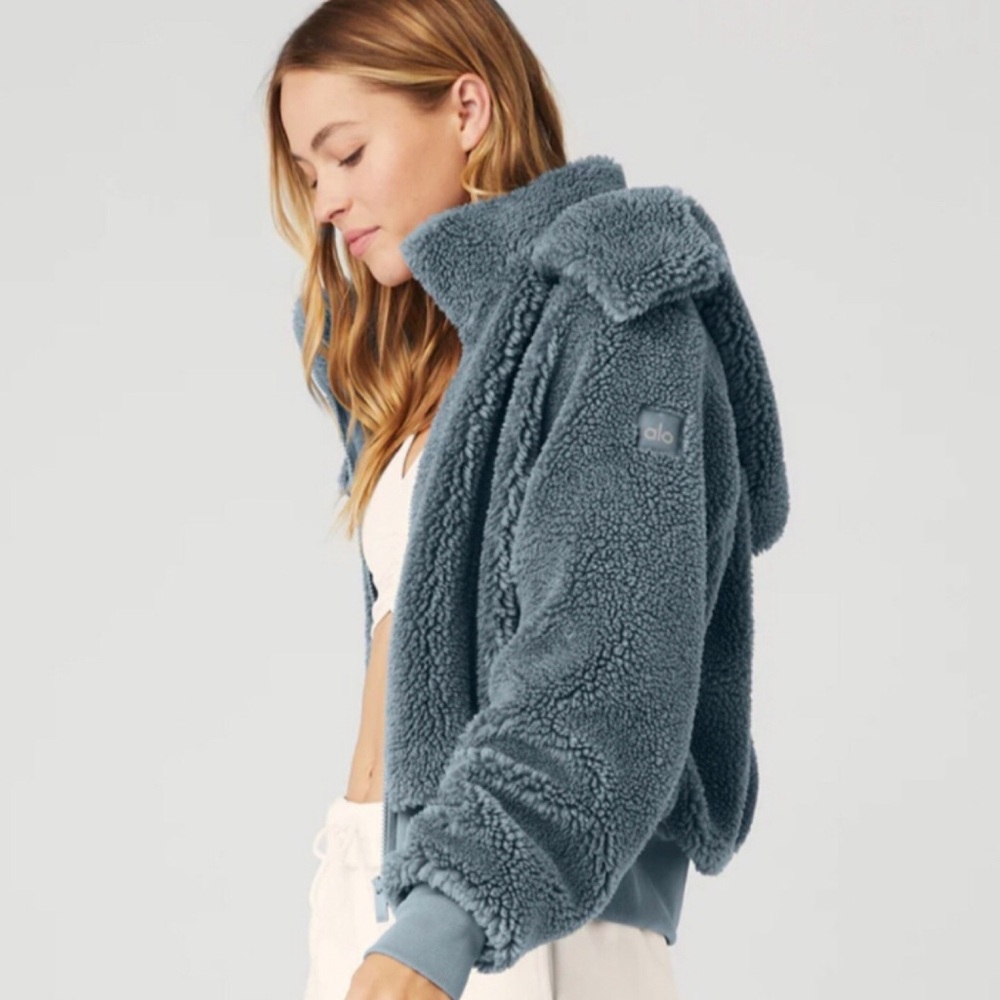 Alo Yoga Foxy Sherpa Jacket Steel Blue M - Picture 3 of 14
